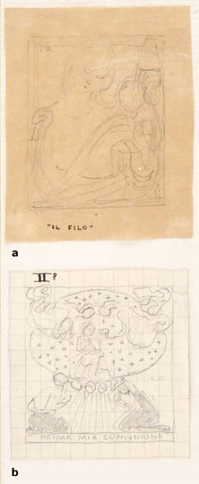 Adolfo Wildt, sketch with two angels